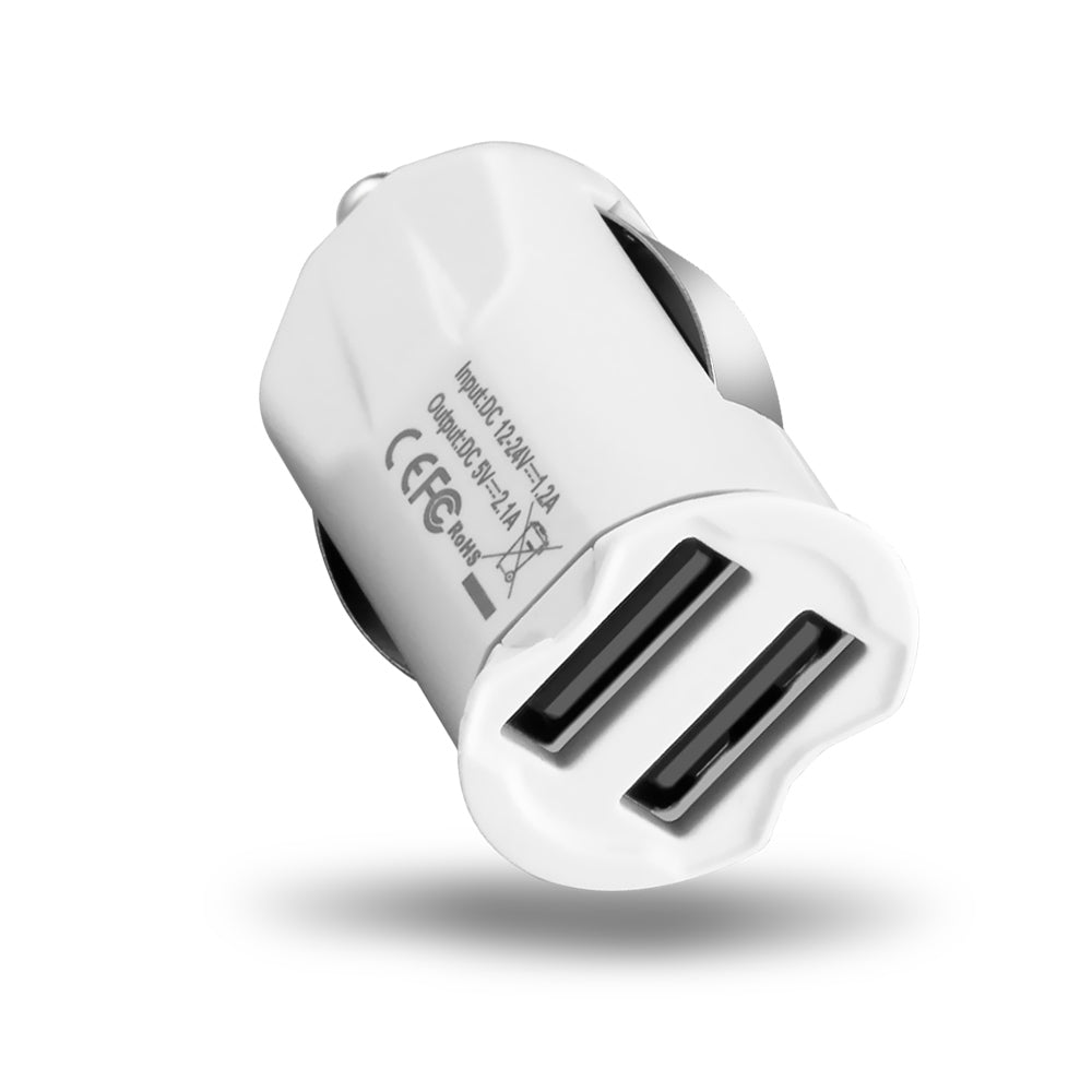 White Universal Dual USB Car Charger Adapter - Eastlakes Electronics